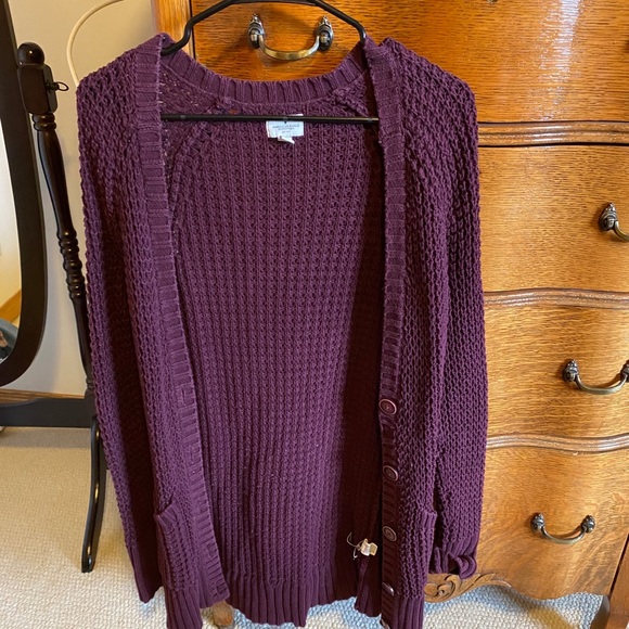 AEO burgundy knit cardigan - Picture 3 of 4